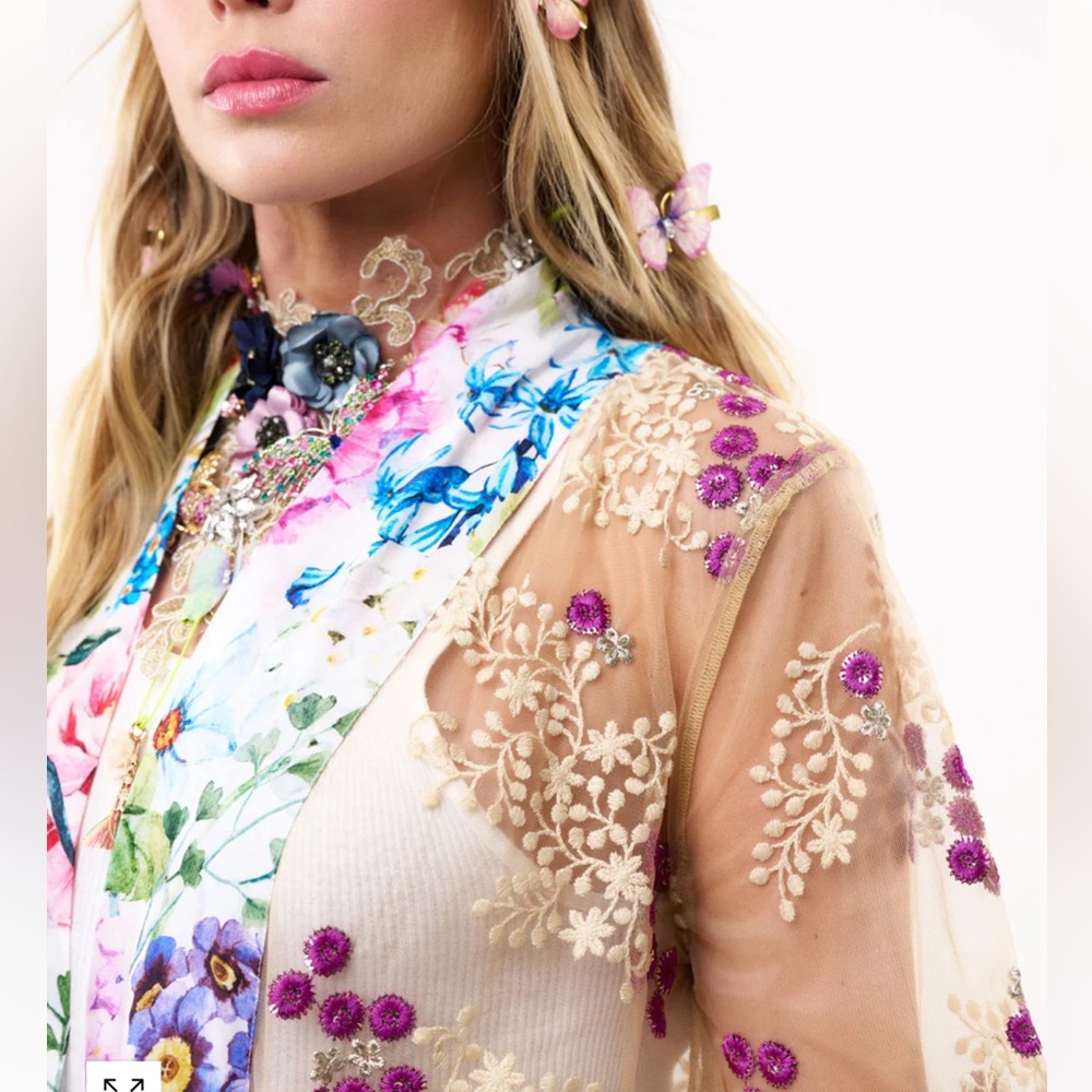 🆕 ARATTA IBIZA EMBELLISHED MESH KIMONO - Picture 3 of 14